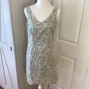 Old Navy Floral Sleeveless Midi Dress Pink and Green Sz 6